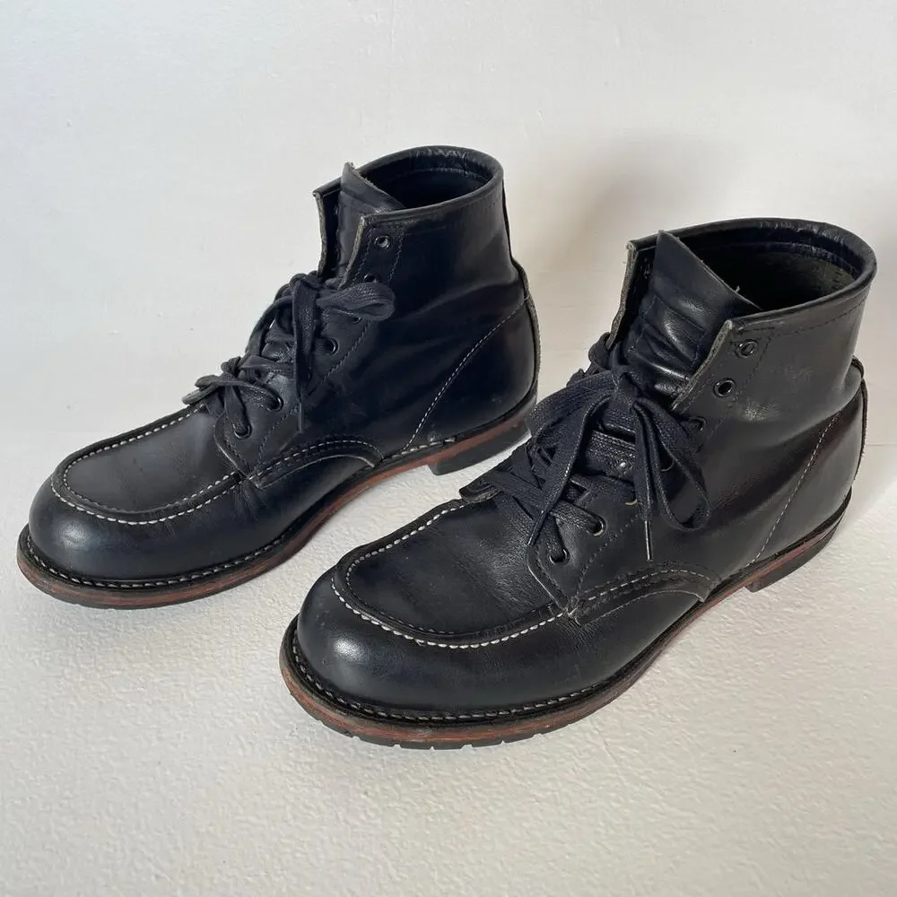 RED WING Beckman 9015 Black Leather Moc Toe Boots / US 8.5 / USA Discontinued
